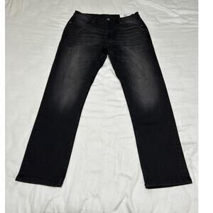 Alfani Mens Denim Pants Black Wash 32W X 32L Straight Leg $75 Cotton Blend New